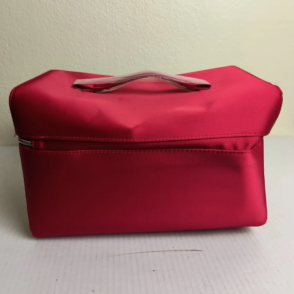 Estee Lauder Holiday Train Case Red Starry Cosmetic Bag Nylon 11